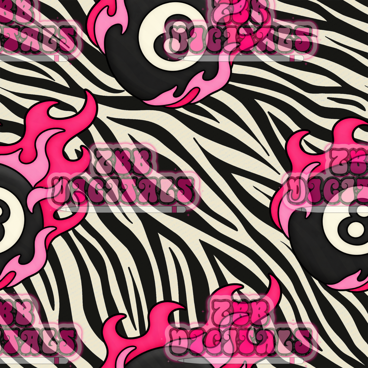 8ball pink flame