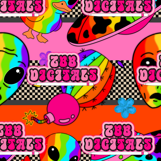 Rainbow Alien Dopamine Seamless