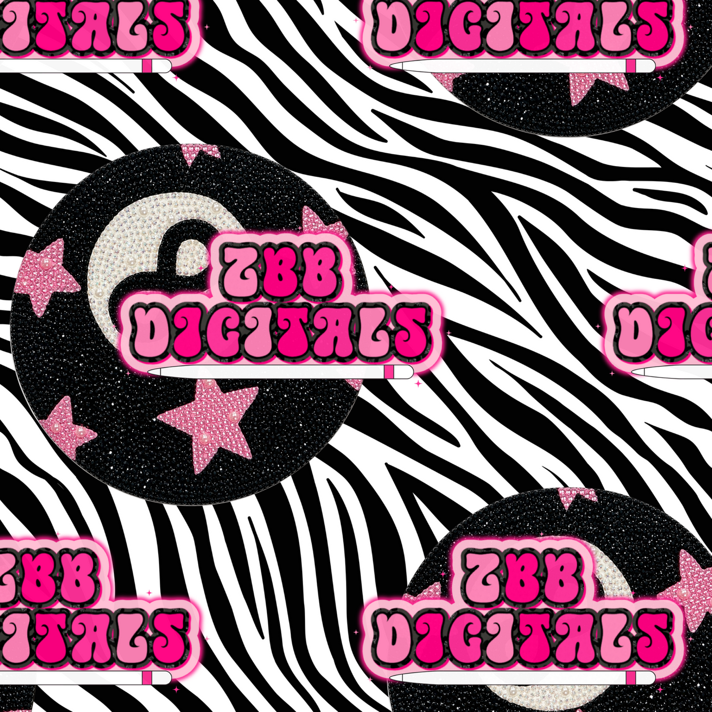 Zebra and Star 8 Ball Seamless