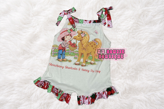 Strawberry Upcycle Rose Romper