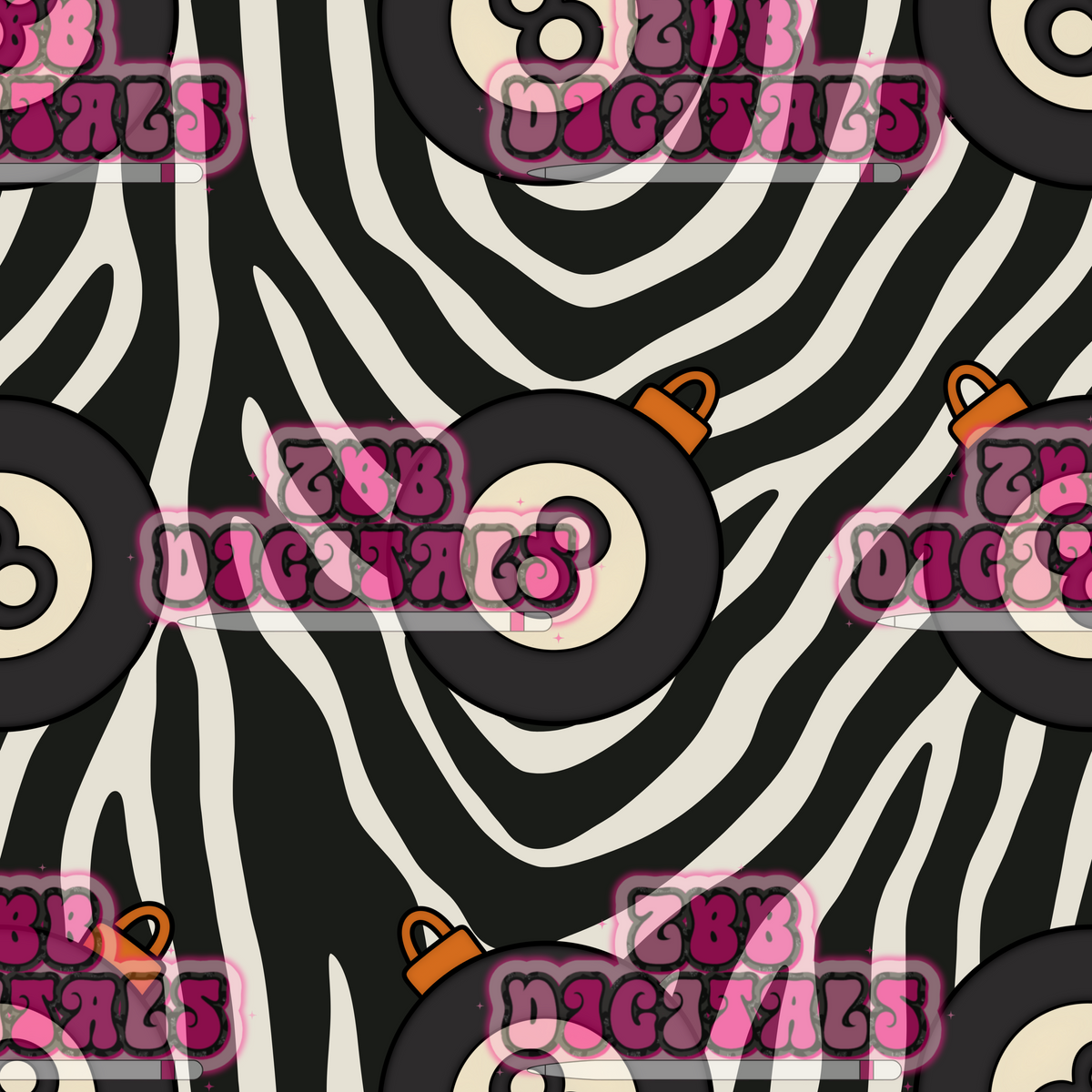 8ball zebra ornament