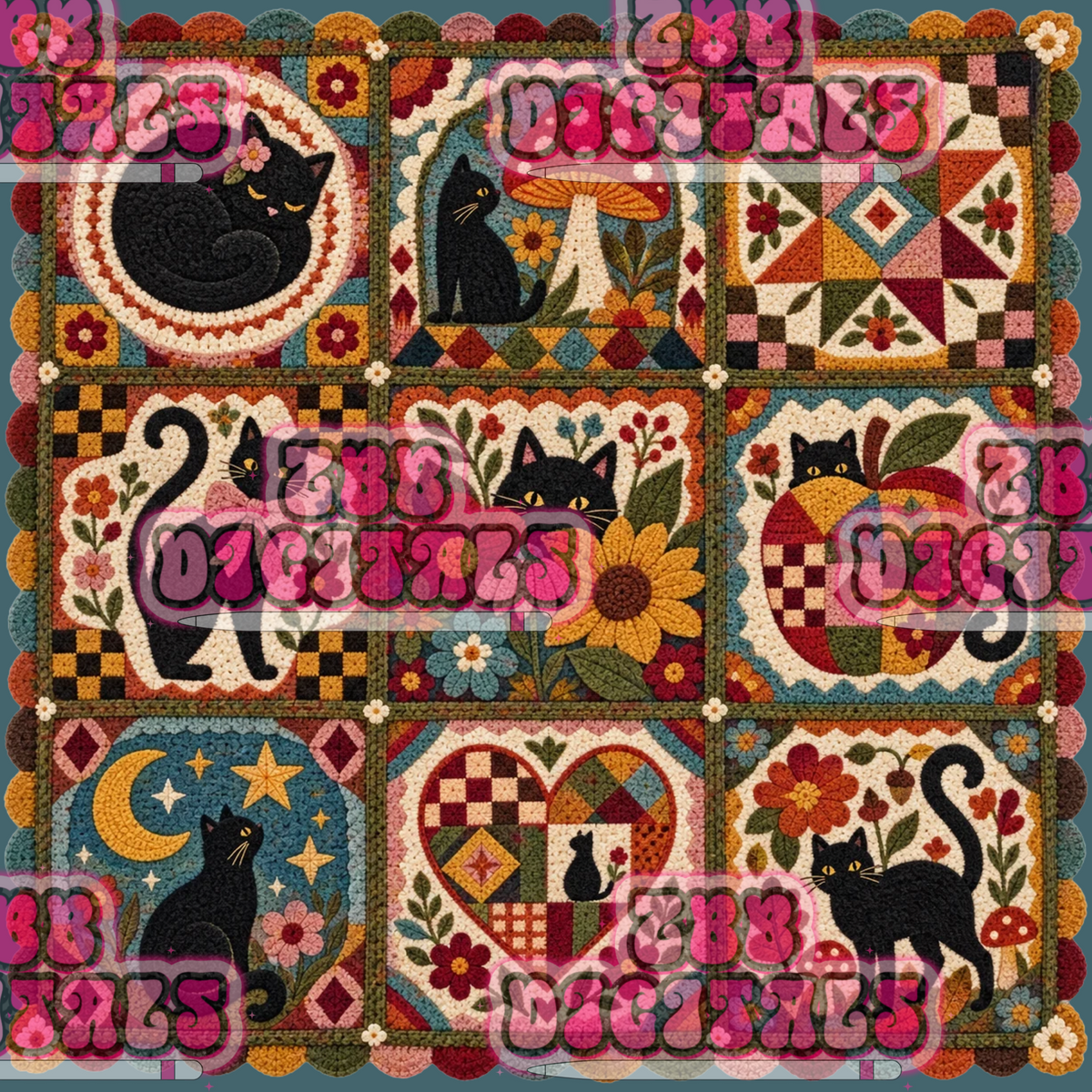 Fall black cat crochet